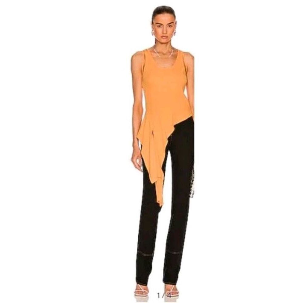Helmut Lang Apricot Assymeyric Draped Tank Top, NWT,Sz. L